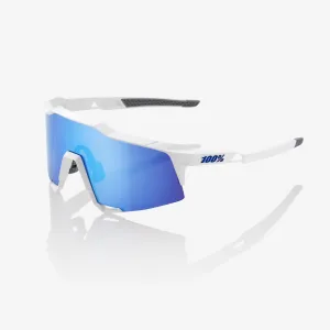 100% Speedcraft Sunglasses - Matte White (HiPER Blue Mirror Lens)