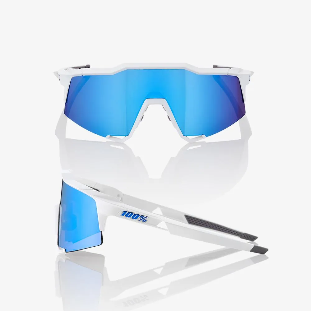 100% Speedcraft Sunglasses - Matte White (HiPER Blue Mirror Lens)