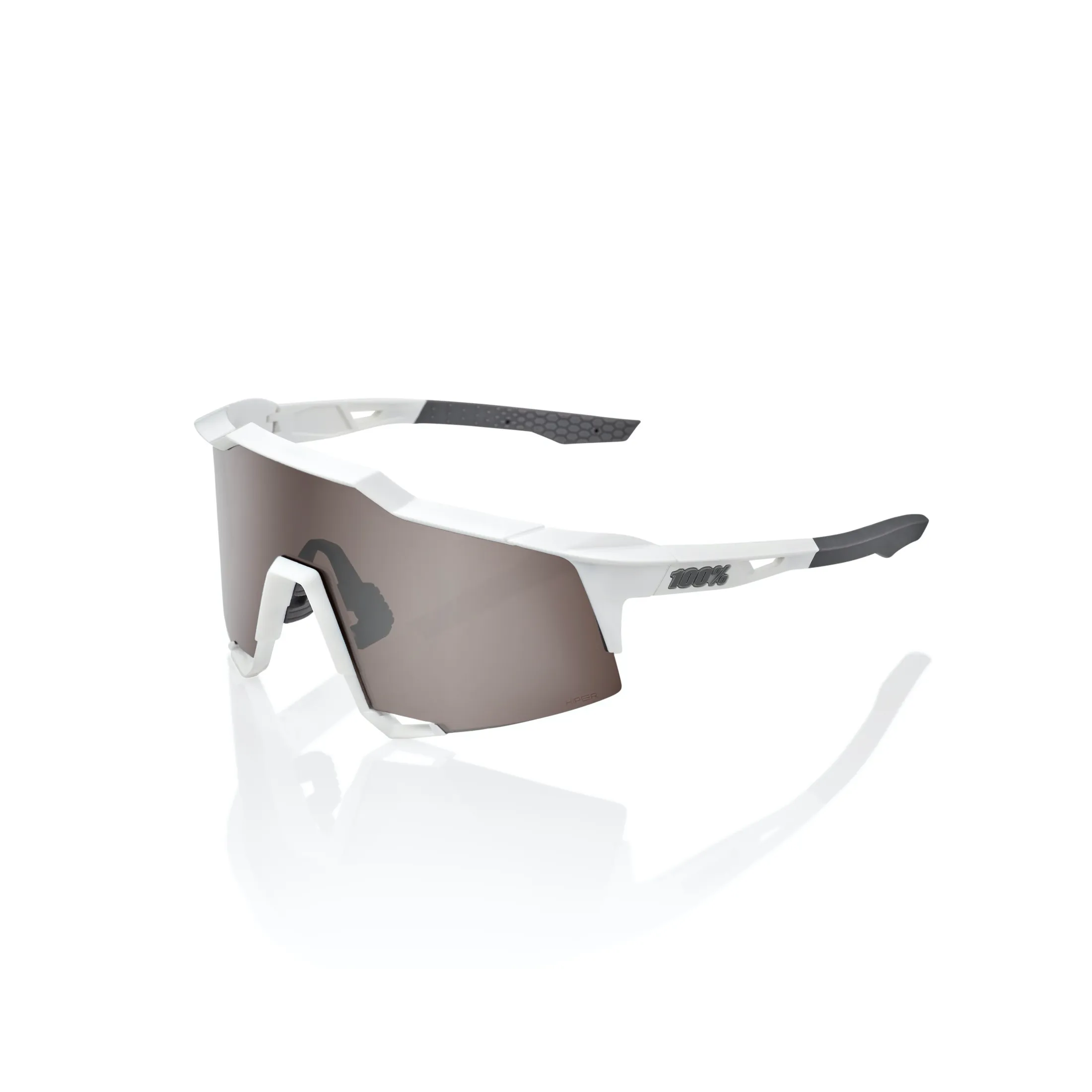 100% Speedcraft Sunglasses - Matte White (HiPER Silver Mirror Lens)