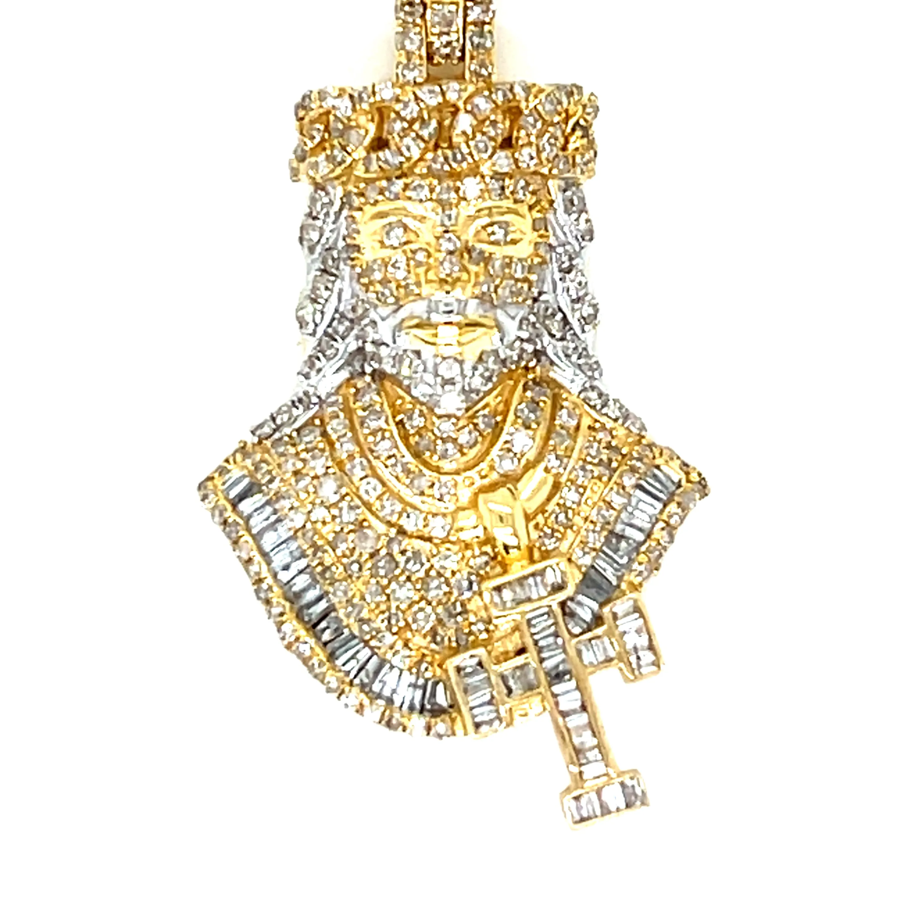 10k White Gold King Charm Pendant with Real Natural 1.37ct of Diamonds - CSP43586