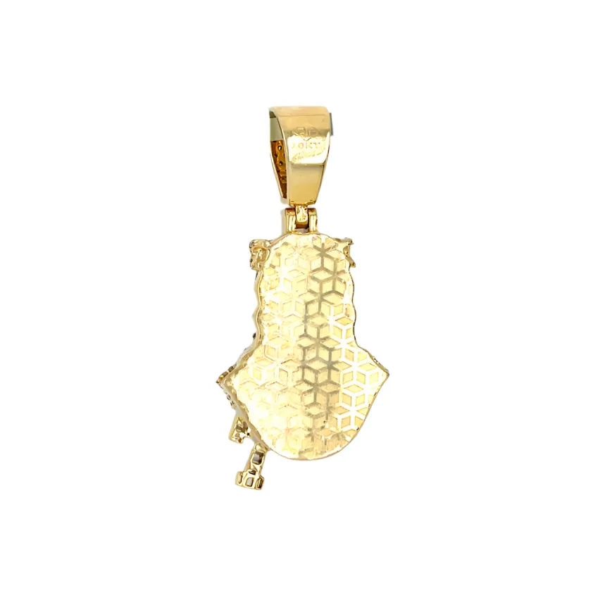 10k White Gold King Charm Pendant with Real Natural 1.37ct of Diamonds - CSP43586