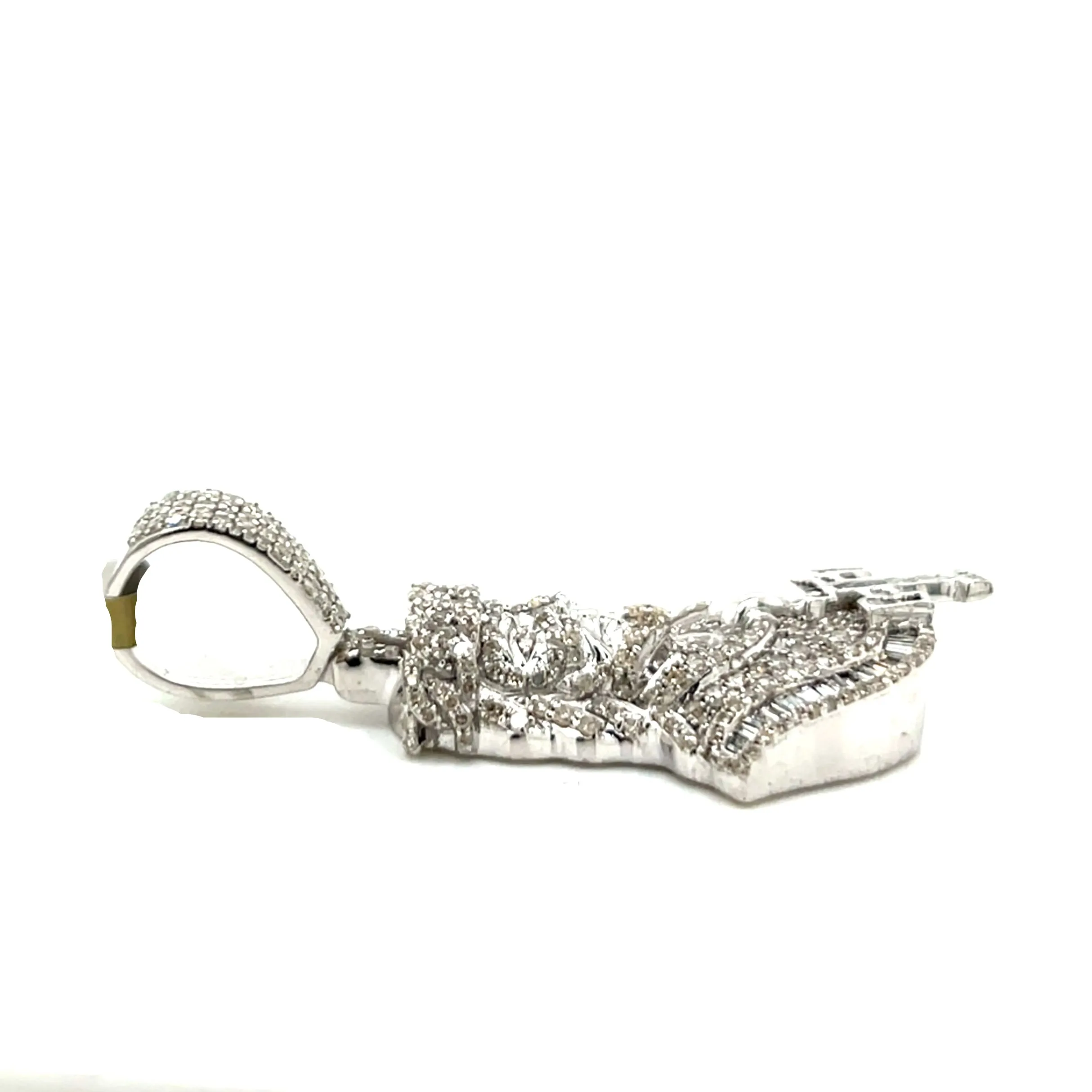 10k White Gold King Charm Pendant with Real Natural 1.37ct of Diamonds - CSP43586