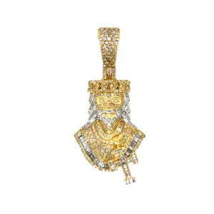 10k White Gold King Charm Pendant with Real Natural 1.37ct of Diamonds - CSP43586