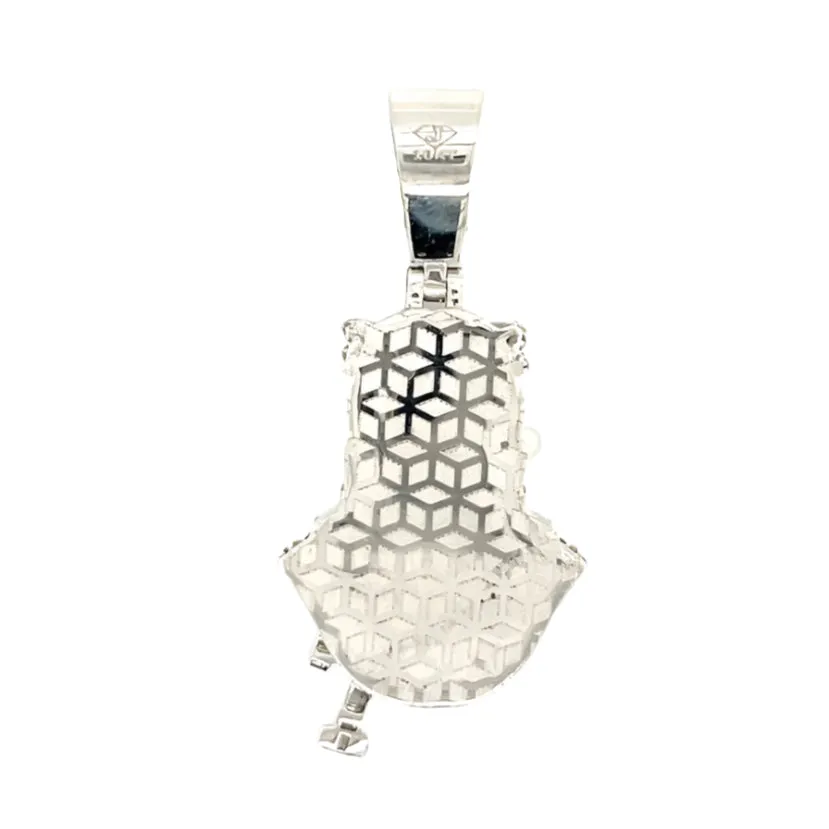10k White Gold King Charm Pendant with Real Natural 1.37ct of Diamonds - CSP43586