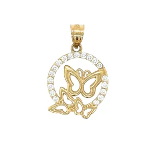 14K Gold Butterflies Pendant
