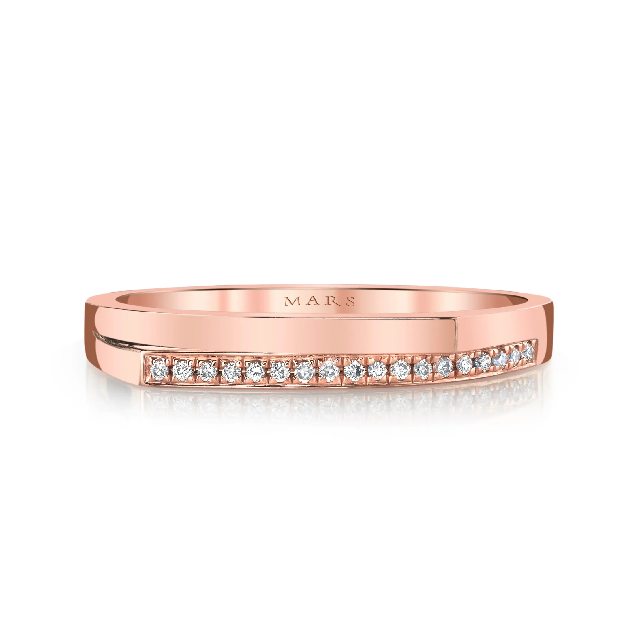 14K Rose Gold 0.05ct. Diamond Contrasting Flat Top Fashion Ring