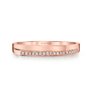 14K Rose Gold 0.05ct. Diamond Contrasting Flat Top Fashion Ring