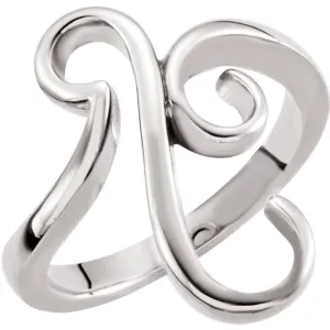 14k White Gold Fashion Ring, Size 7