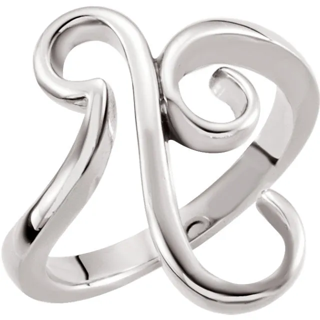 14k White Gold Fashion Ring, Size 7
