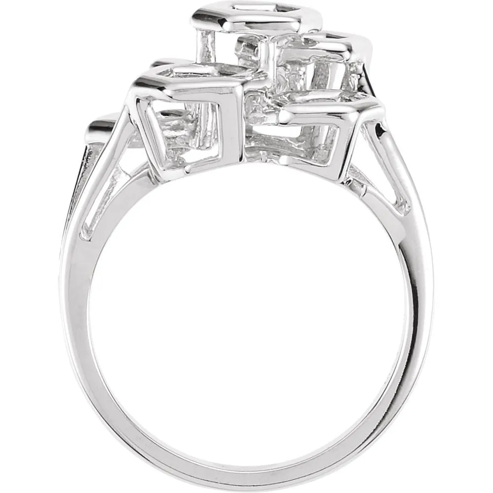 14k White Gold Freeform Ring, Size 6