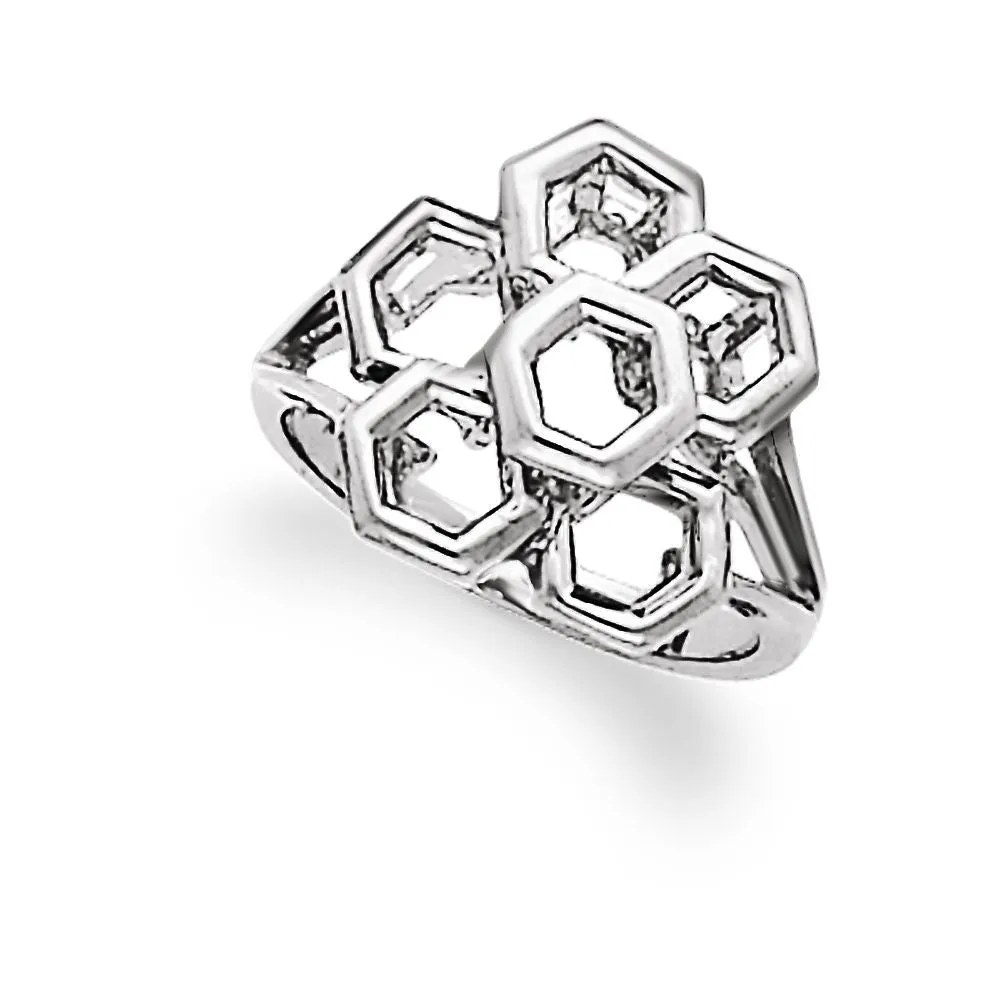 14k White Gold Freeform Ring, Size 6