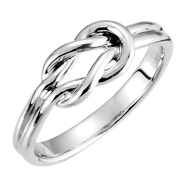 14k White Gold Knot Design Ring, Size 6