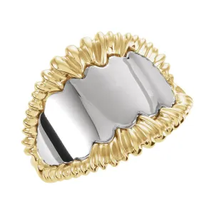 14K Yellow & White Fashion Ring , Size 6