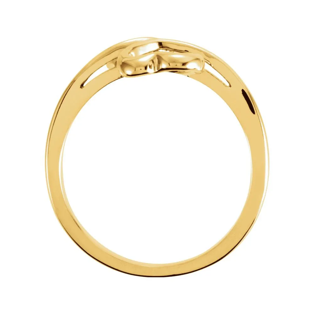 14k Yellow Gold Double Heart Ring, Size 6