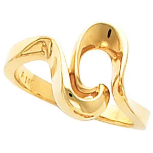 14k Yellow Gold Freeform Ring , Size 6