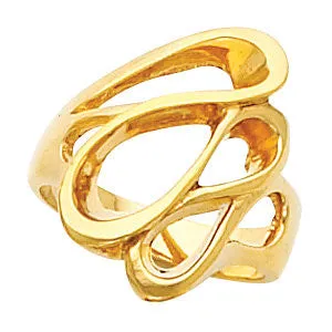 14k Yellow Gold Freeform Ring, Size 6