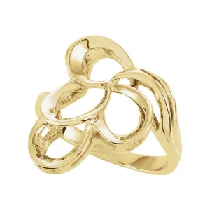 14k Yellow Gold Freeform Ring, Size 6