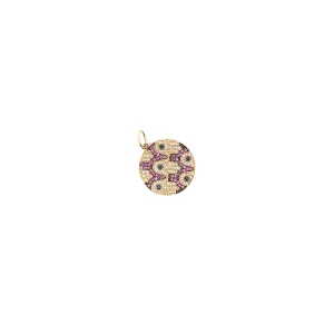 14KY .30CT DIAMOND AND PINK SAPPHIRE HAMZA CHARM 20MM