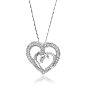 1/6 cttw Lab Grown Diamond Heart Pendant Necklace Sterling Silver