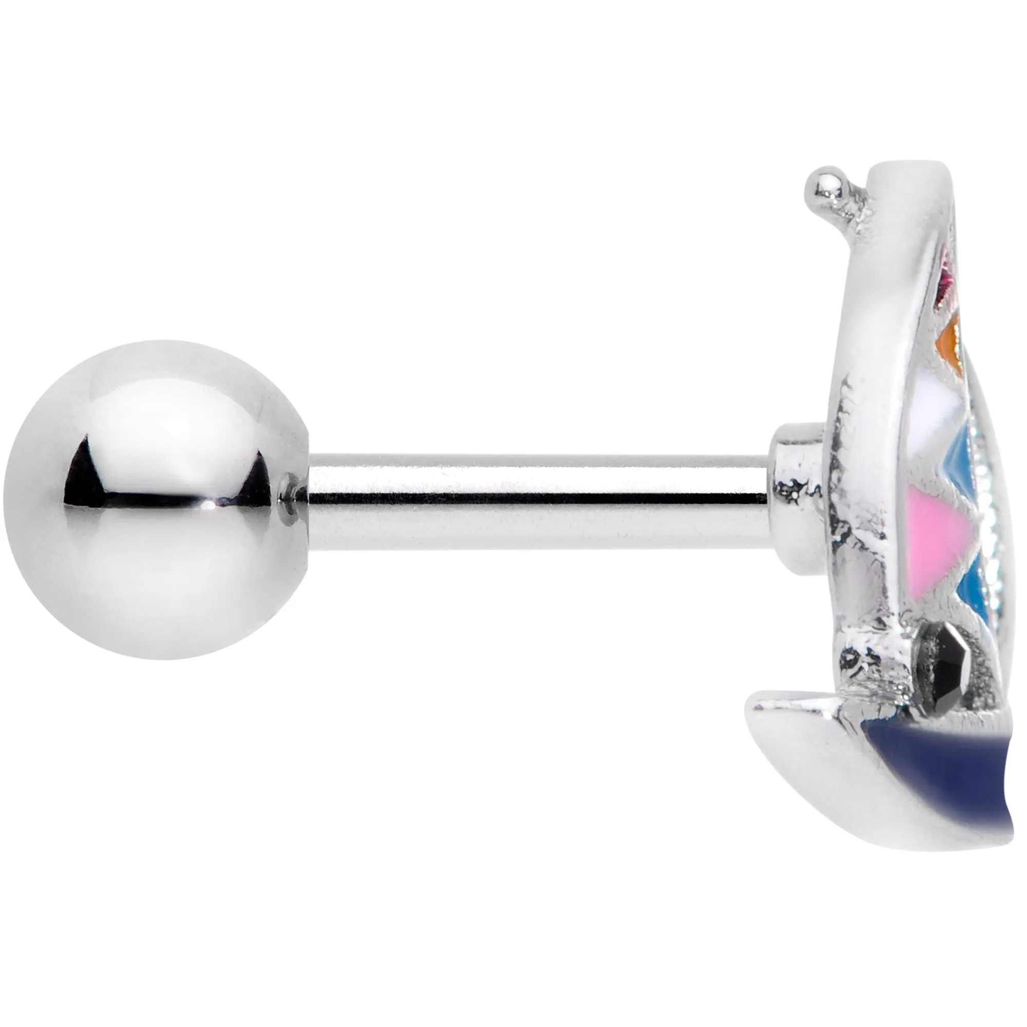 16 Gauge 1/4 Black Gem Pink Teal Nautical Sailboat Cartilage Tragus