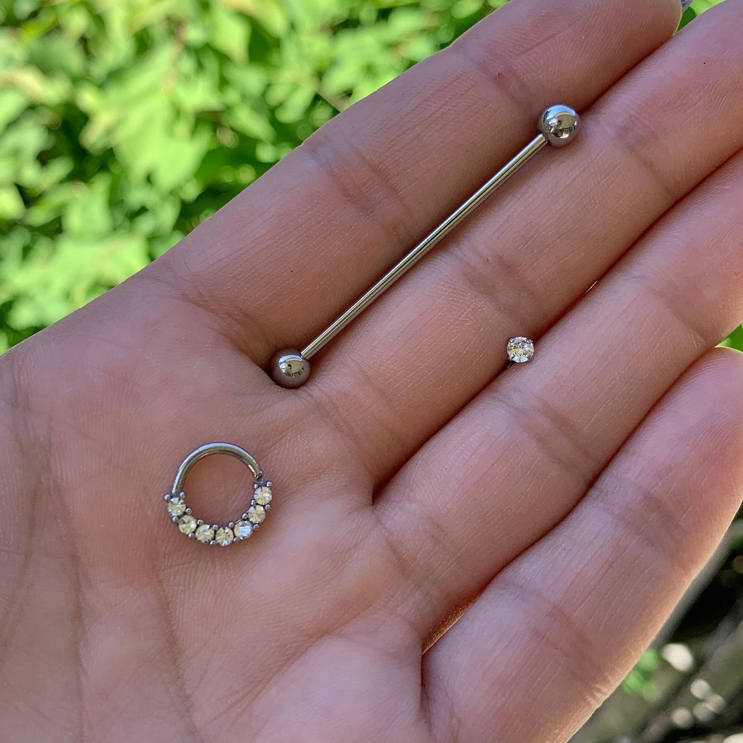 16 Gauge 1/4 Solid 14KT White Gold 3mm Clear Cubic Zirconia Bioplast Tragus Earring Stud