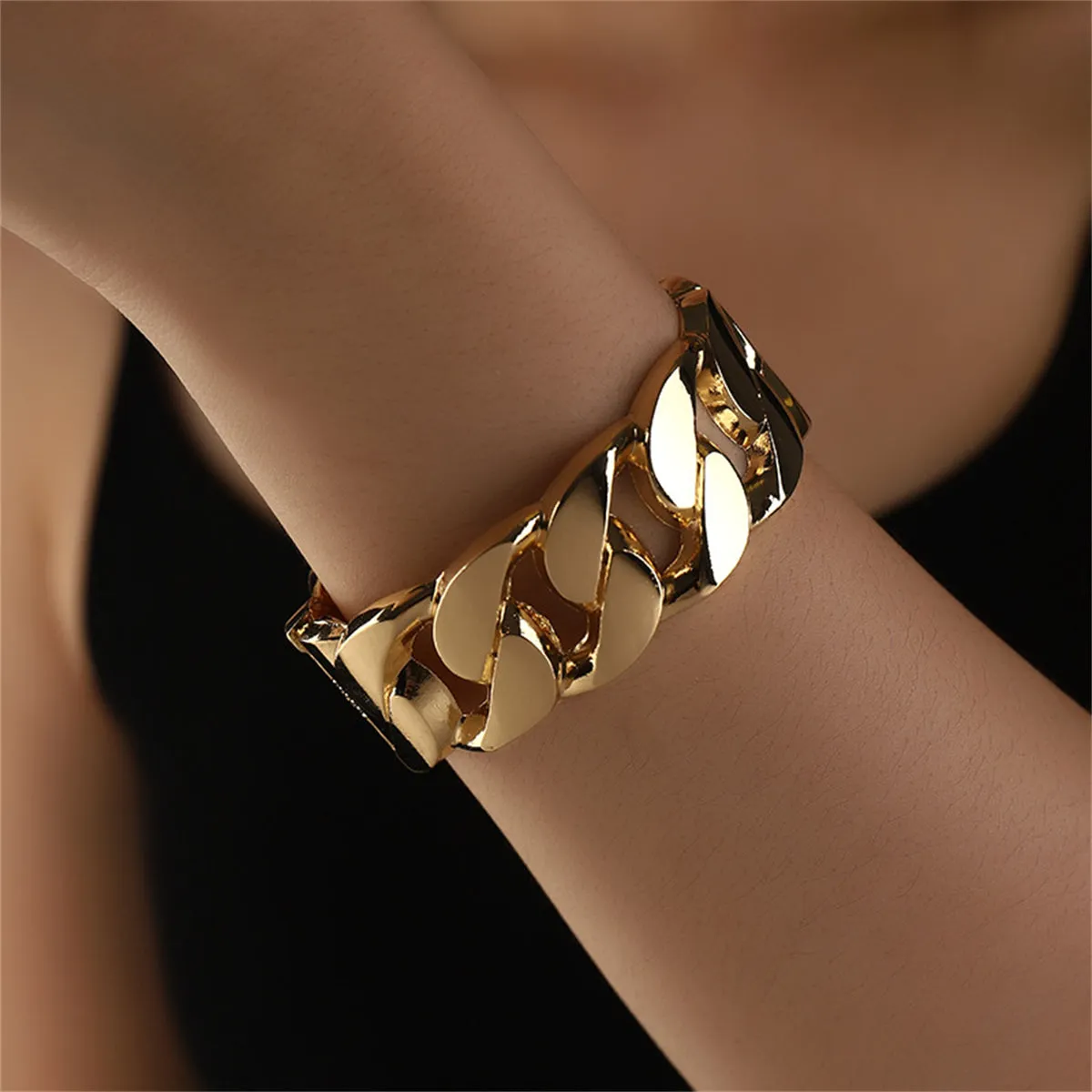 18K Gold-Plated Curb-Chain Bangle