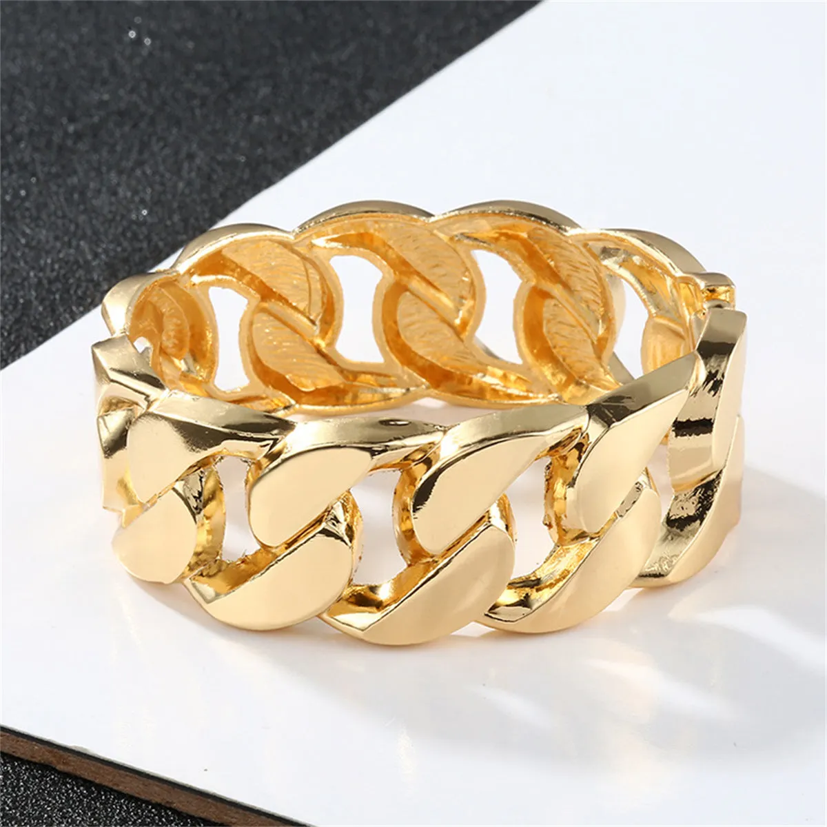 18K Gold-Plated Curb-Chain Bangle