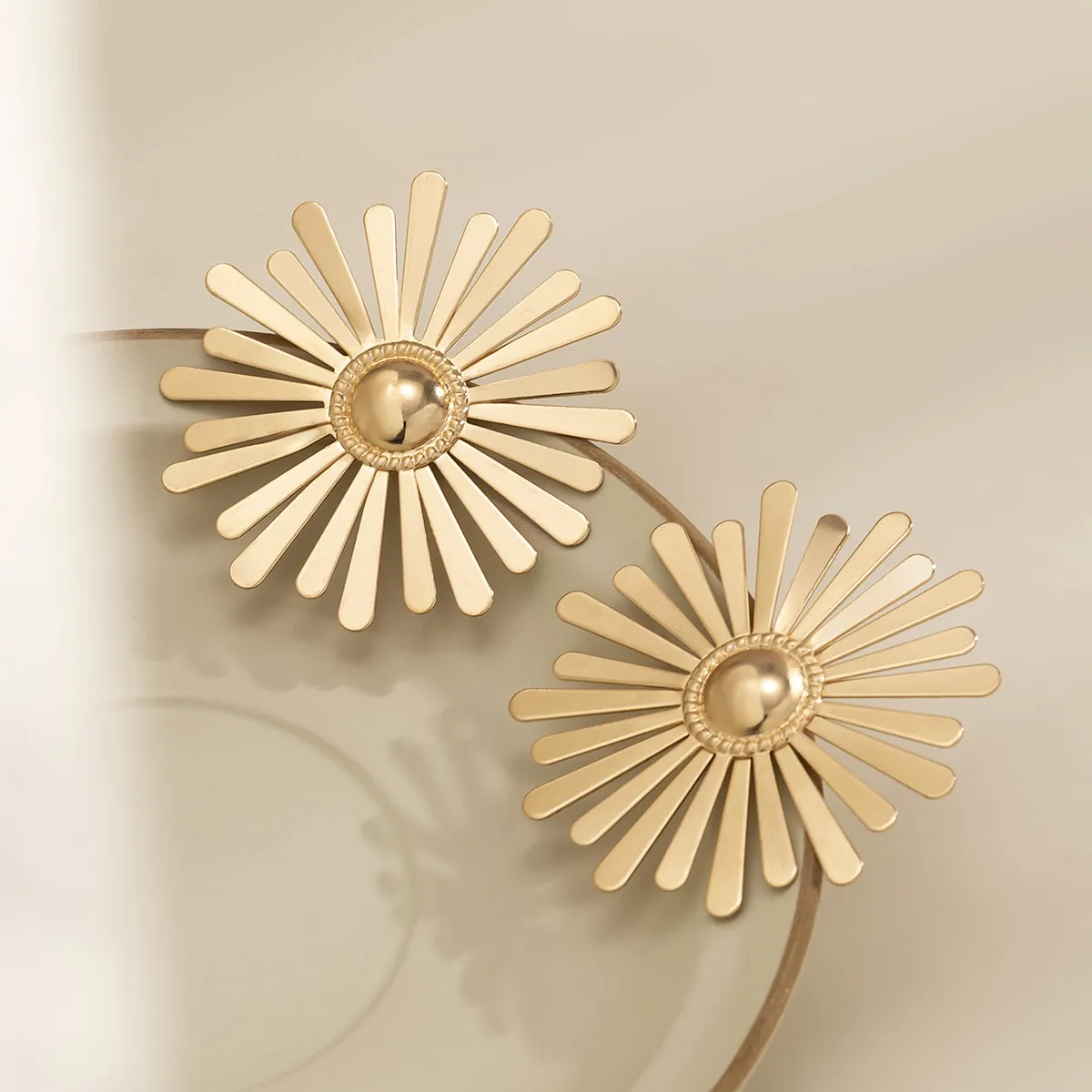 18K Gold-Plated Floral Stud Earrings