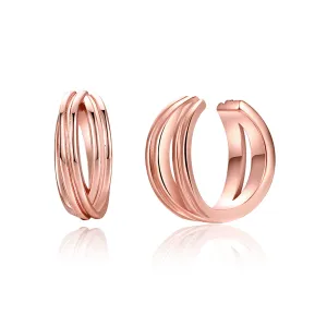 18K Rose Gold-Plated Crisscross Stacked Line Ear Cuffs