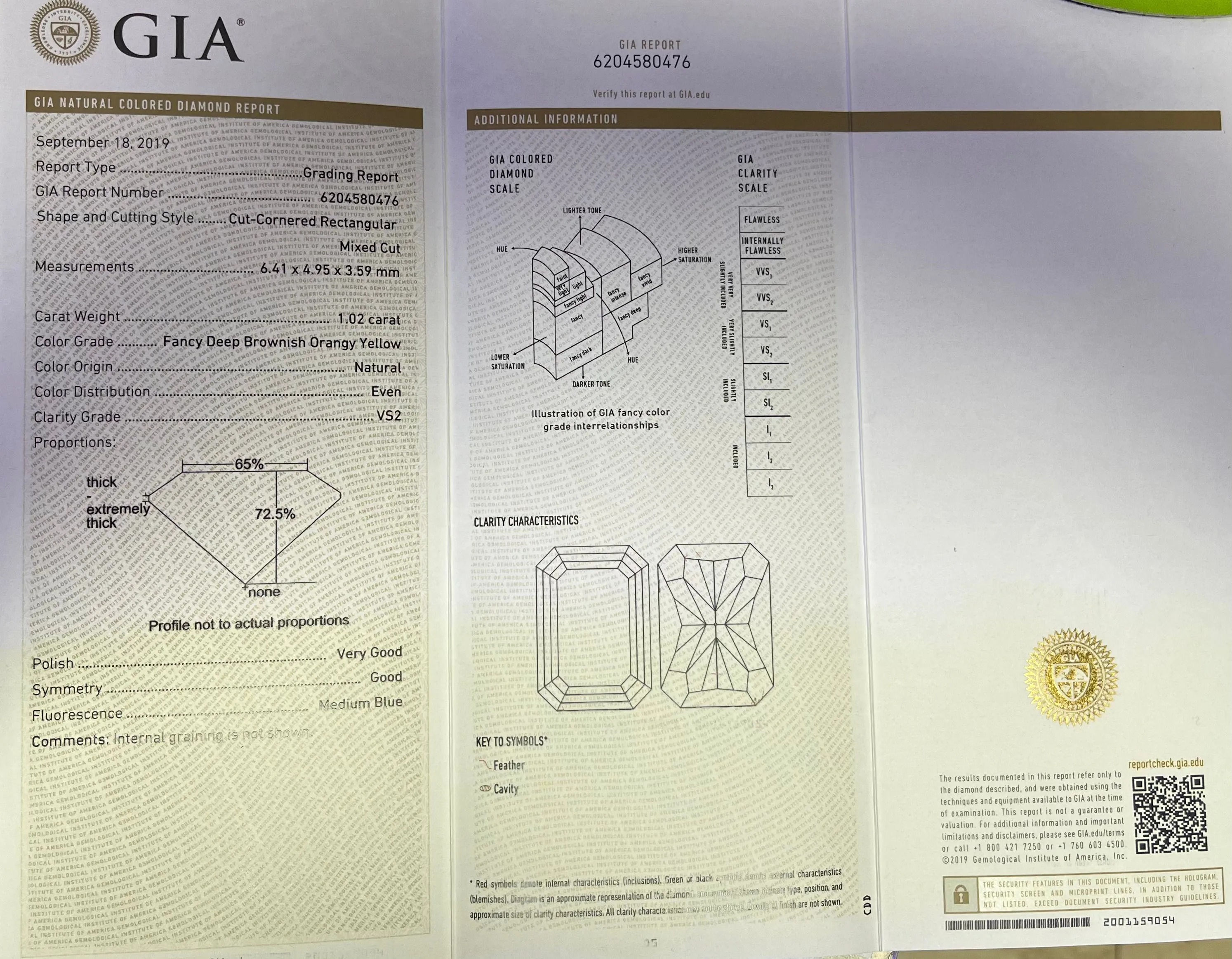 18k Two Toned 1.02ct  Fancy Dark Yellow Diamond and .40ct F VS2 (2) Trapezoid Shape Diamond Engagement Ring Certified by GIA# 6204580476