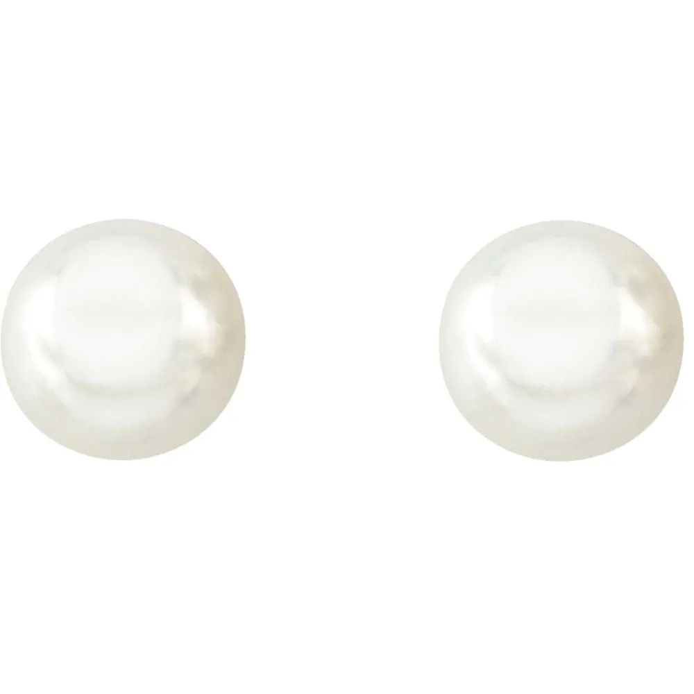 18k Yellow Gold 14mm Full Button South Sea Cultured Fashion Pearl Earrings