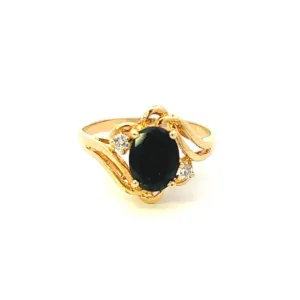 18K Yellow Gold Oval And Diamond Fashion Ring (.10ctw)