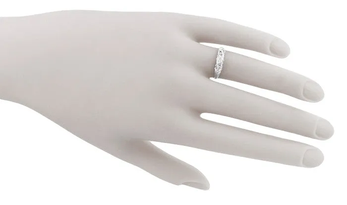 1940's Rolling Waves Vintage Diamond Wedding Ring in 14 Karat White Gold