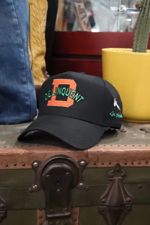 1940's Style Logo 5 Panel Snap Back Cap in Black and Orange