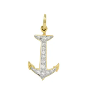 1980's 0.28 CTW Diamond 18 Karat Gold Anchor Charm