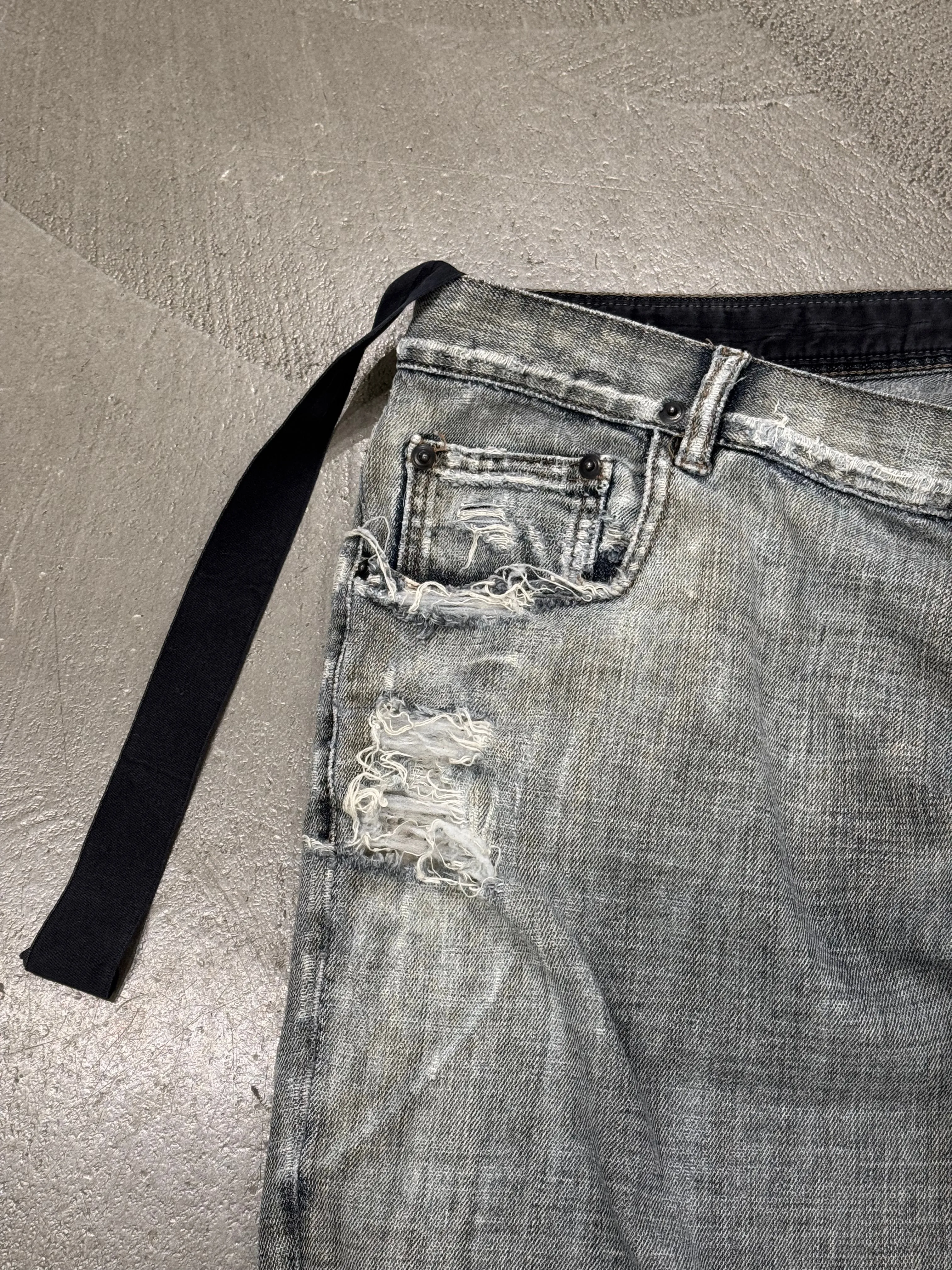 2000s Rick Owens trashed distressed jeans