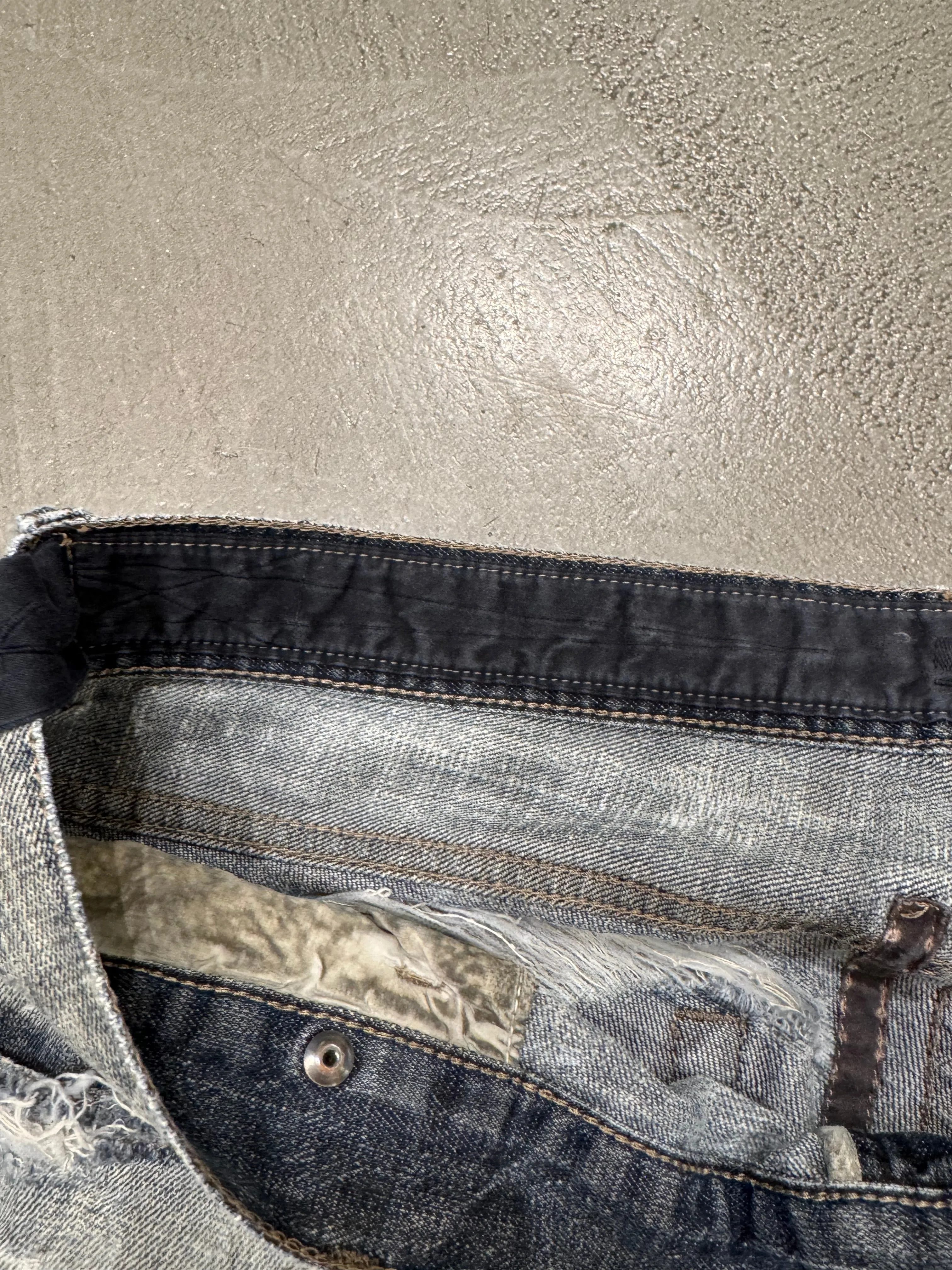 2000s Rick Owens trashed distressed jeans