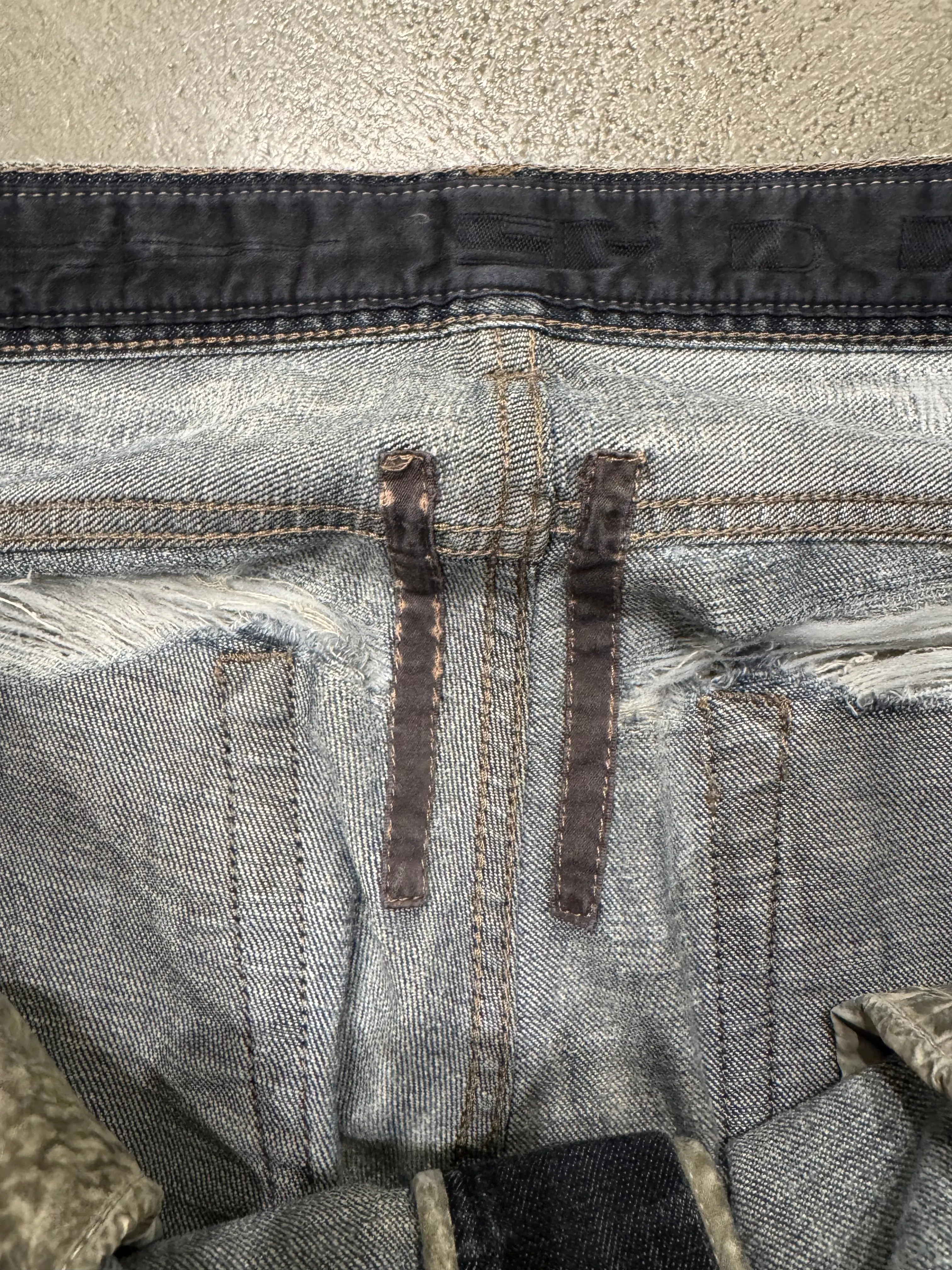 2000s Rick Owens trashed distressed jeans