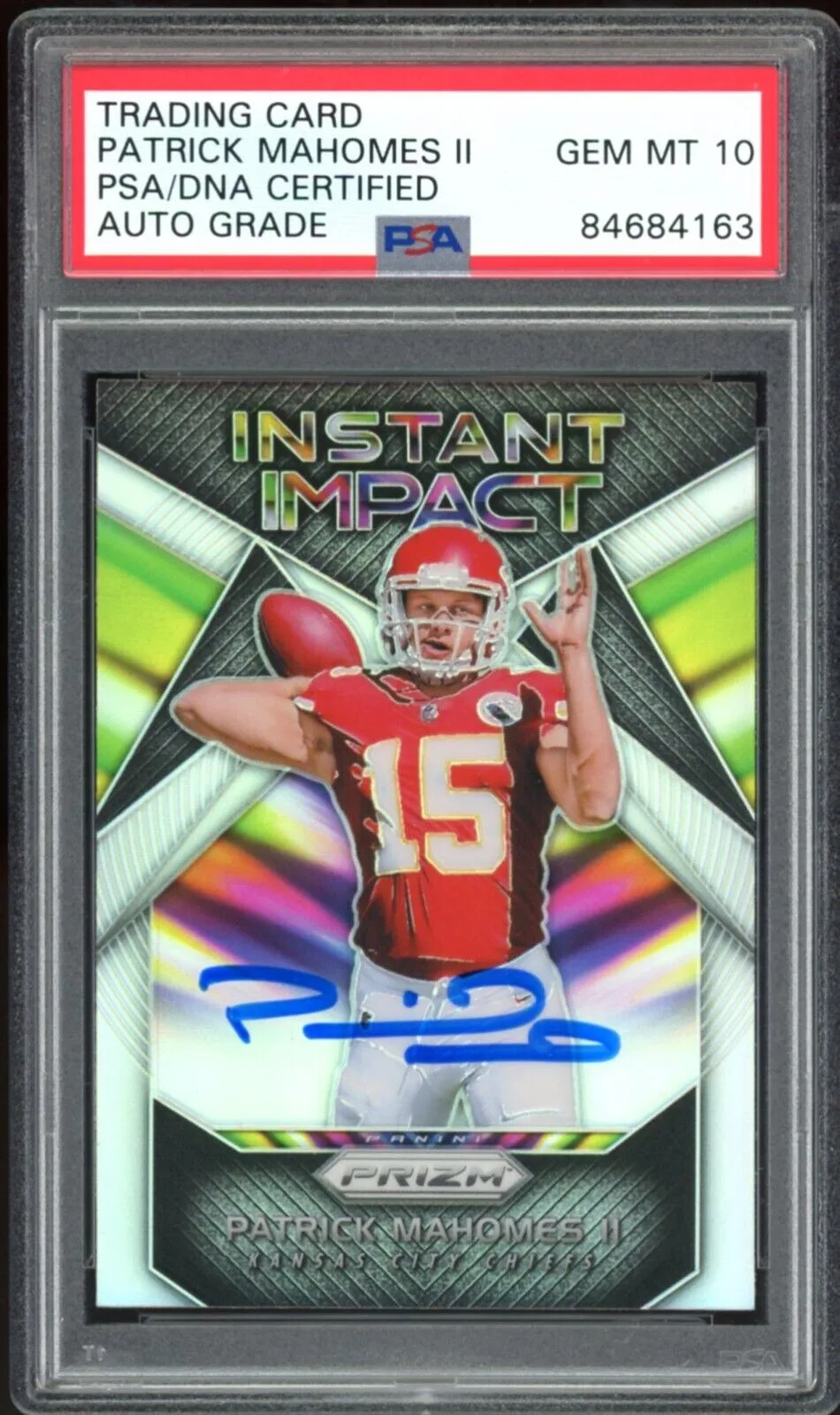 2017 Panini Prizm Instant Impact #8 Patrick Mahomes RC PSA/DNA Auto GEM MINT 10