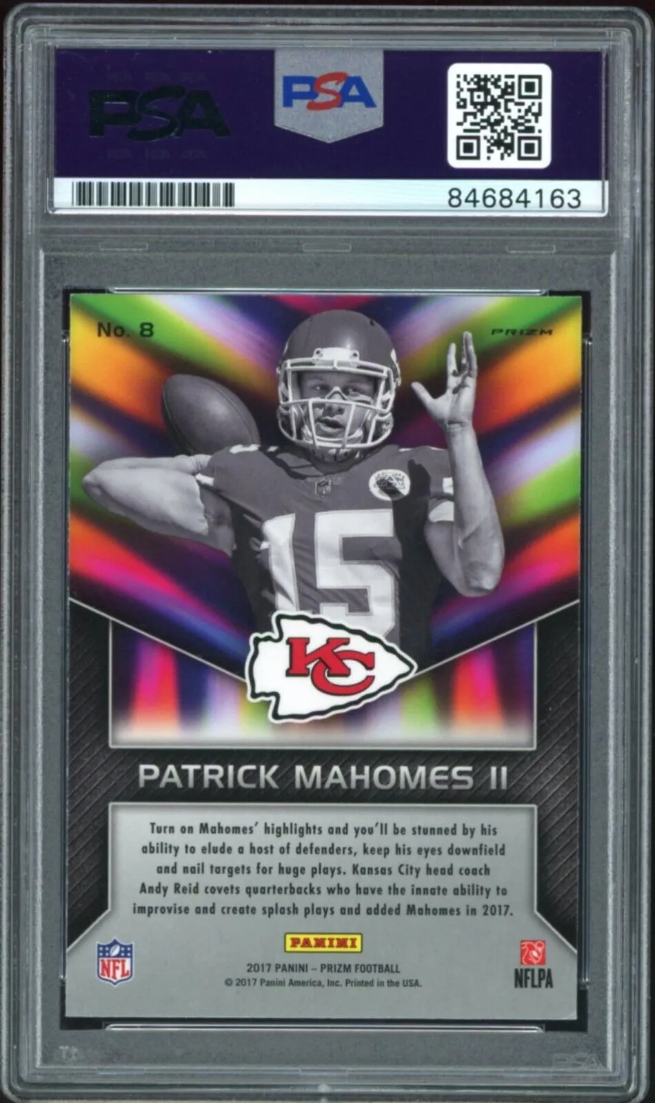 2017 Panini Prizm Instant Impact #8 Patrick Mahomes RC PSA/DNA Auto GEM MINT 10