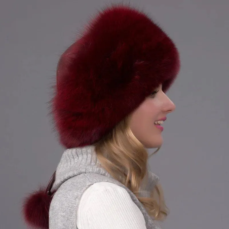 2024 Winter Fashion Women's Fox Fur Hat with Earmuffs - Natural Warmth