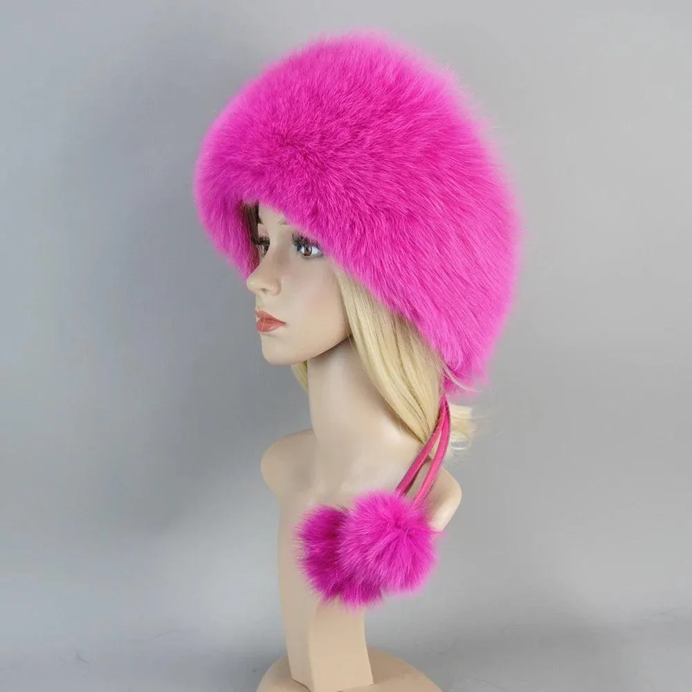 2024 Winter Fashion Women's Fox Fur Hat with Earmuffs - Natural Warmth