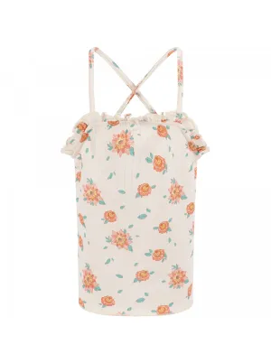 [3/4y] Louise Misha Ribbed Floral Print Open Back Top