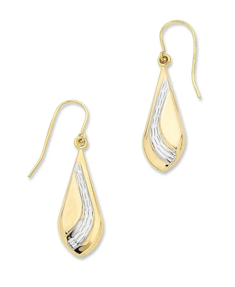 9ct Two Tone Silver Infused Drop Earrings