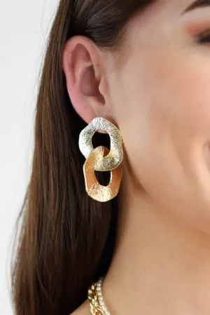 Abstract Streak Chain Earrings - Gold