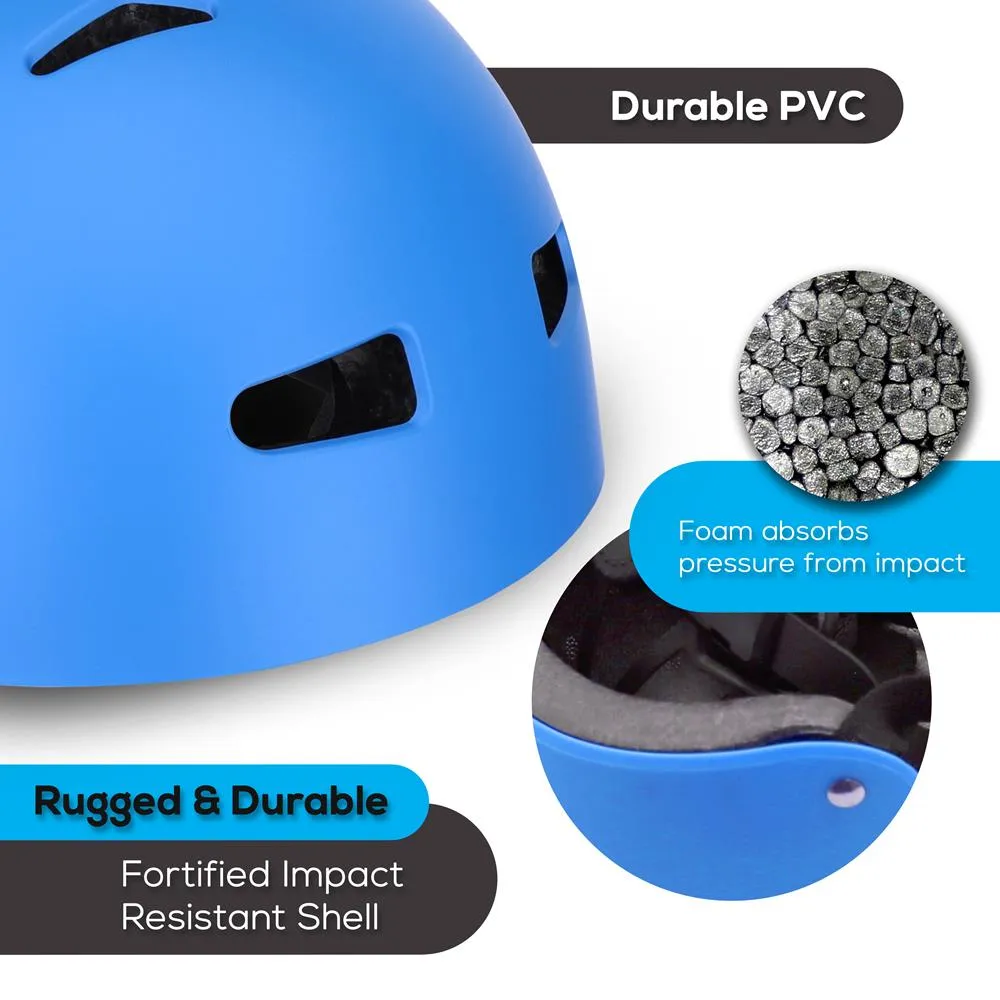 Adjustable Sports Safety Helmet - Dual Certified Cpsc Multi-Sport Impact Protection Helmet For Children And Adults, Includes Travel Bag (Blue)
