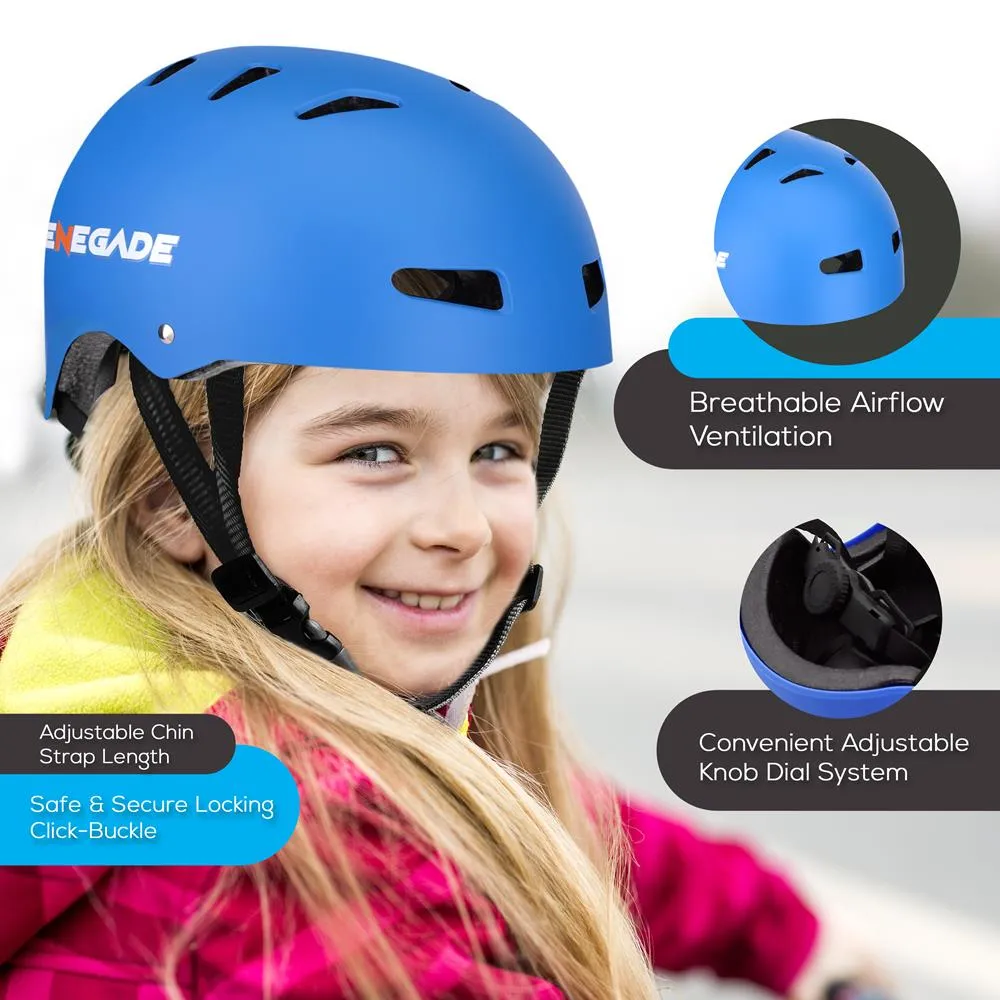 Adjustable Sports Safety Helmet - Dual Certified Cpsc Multi-Sport Impact Protection Helmet For Children And Adults, Includes Travel Bag (Blue)