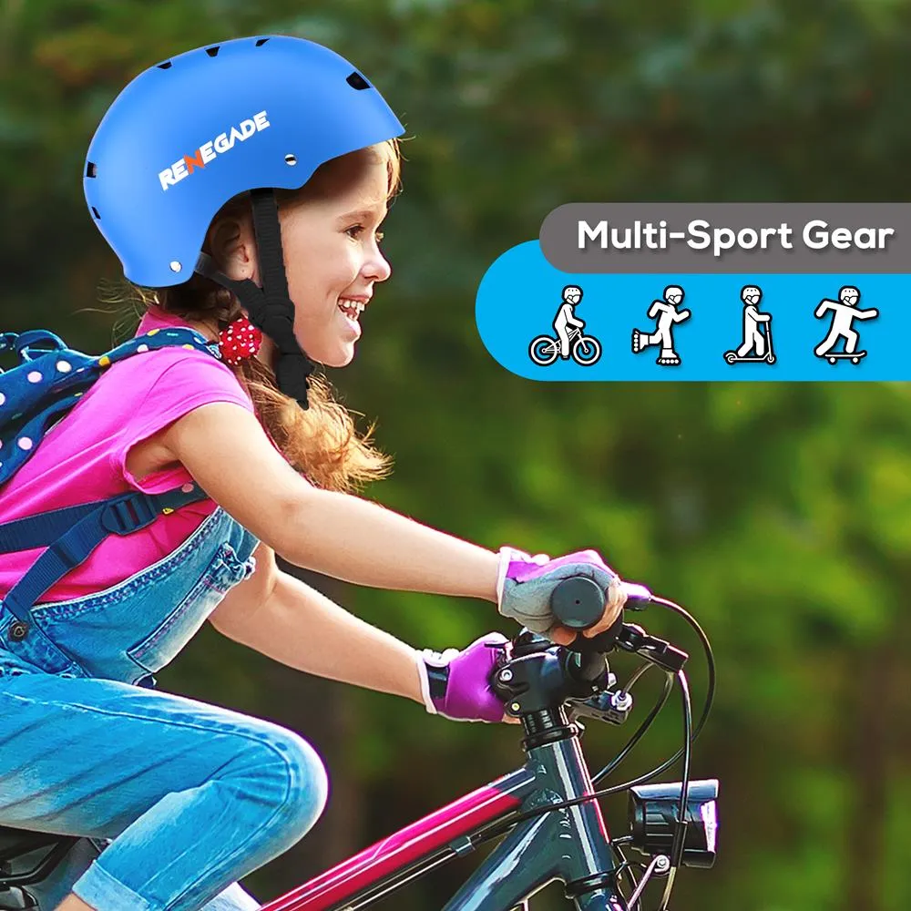 Adjustable Sports Safety Helmet - Dual Certified Cpsc Multi-Sport Impact Protection Helmet For Children And Adults, Includes Travel Bag (Blue)