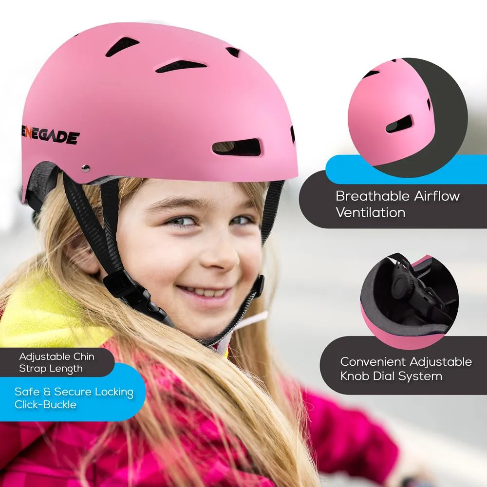 Adjustable Sports Safety Helmet - Dual Certified Cpsc Multi-Sport Impact Protection Helmet For Children And Adults, Includes Travel Bag (Pink)