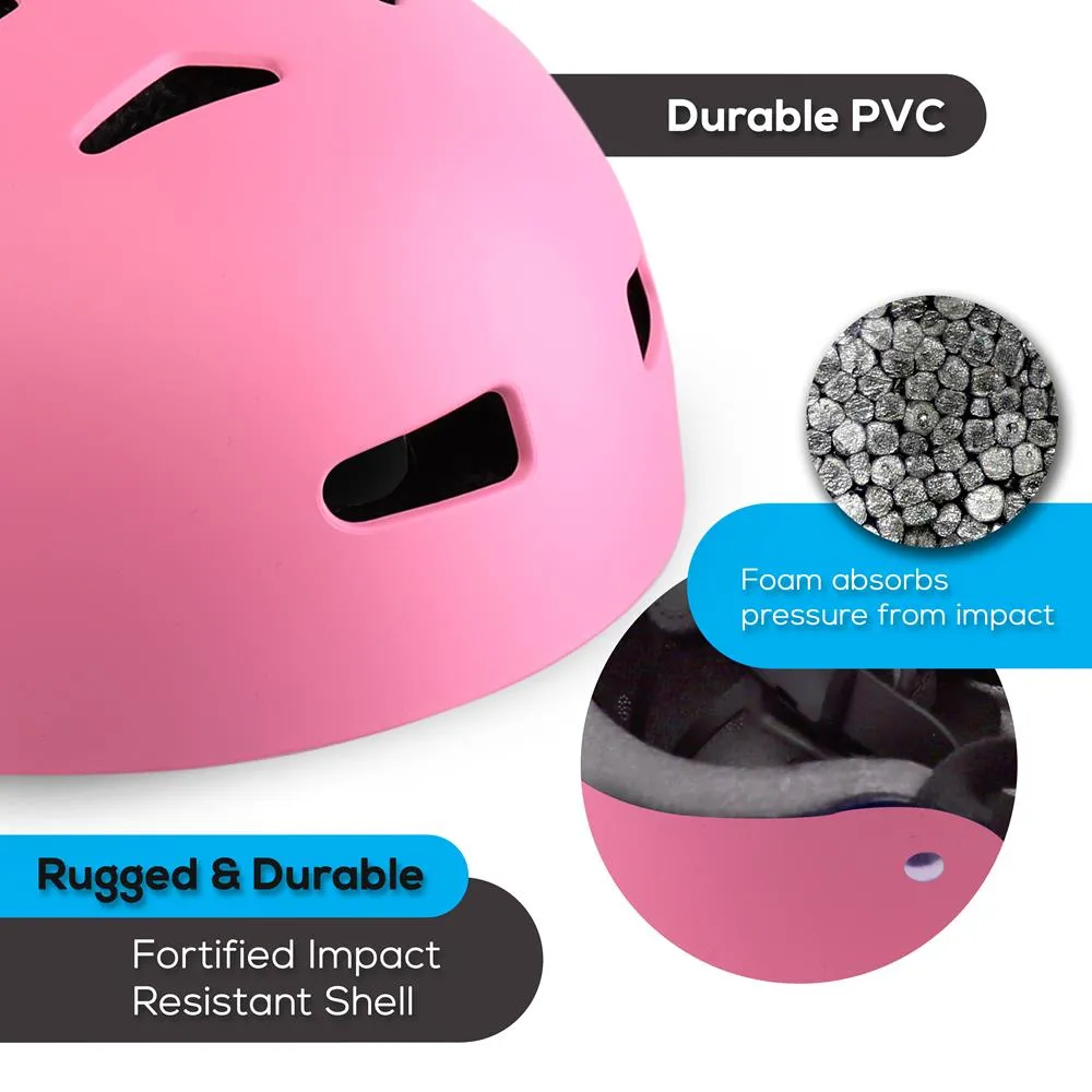 Adjustable Sports Safety Helmet - Dual Certified Cpsc Multi-Sport Impact Protection Helmet For Children And Adults, Includes Travel Bag (Pink)